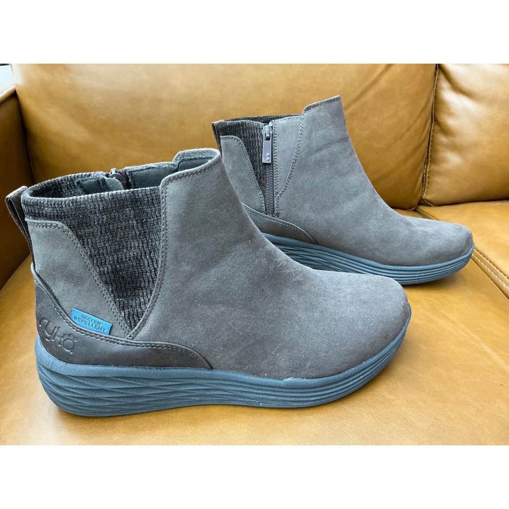 Ryka Noelle Next Ankle Boots Womens 8M Brown Water Repellent Zip Up